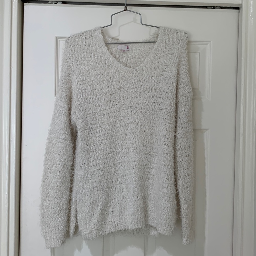 White Fuzzy Oversized Sweater
